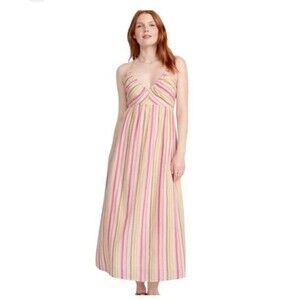 Old Navy‎ Women’s Pink  Striped Tiered Maxi Tank Dress Sundress Size XXL 2XL
